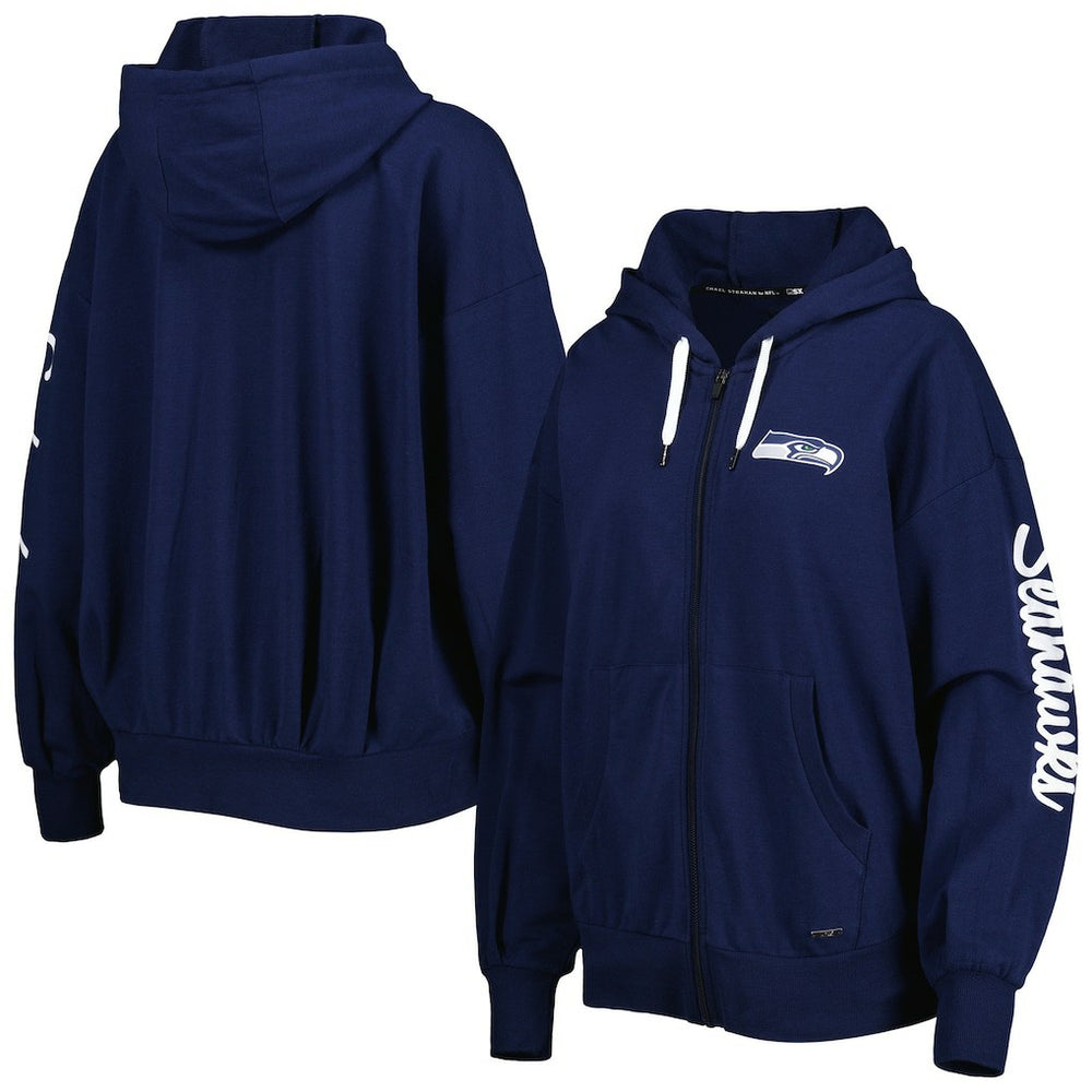 Seattle Seahawks MSX by Michael Strahan Women's Emerson Lightweight Full-Zip Hoodie College Navy | NFL
