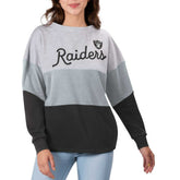 Las Vegas Raiders Touch Women's Outfield Deep V-Back Waist Length Pullover Sweatshirt Heather Gray/Black | NFL