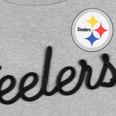 Pittsburgh Steelers Touch Women's Outfield Deep V-Back Waist Length Pullover Sweatshirt Heather Gray/Black | NFL