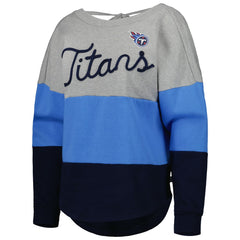 Tennessee Titans Touch Women's Outfield Deep V-Back Waist Length Pullover Sweatshirt Heather Gray/Navy | NFL
