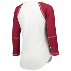 Washington Commanders Touch Women's Rebel Raglan Tri-Blend 3/4-Sleeve Lace-Up V-Neck T-Shirt White/Burgundy | NFL