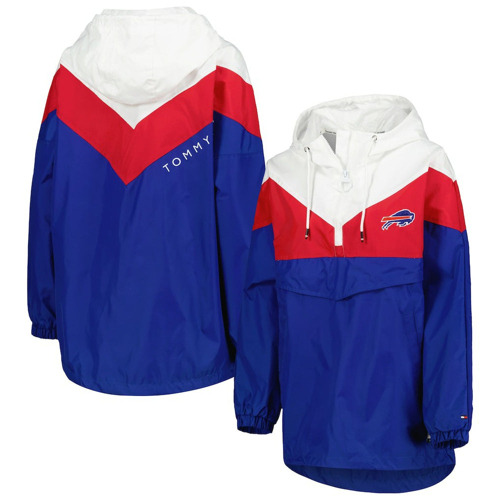 Buffalo Bills Tommy Hilfiger Women's Staci Half-Zip Hoodie Windbreaker Jacket White/Red | NFL