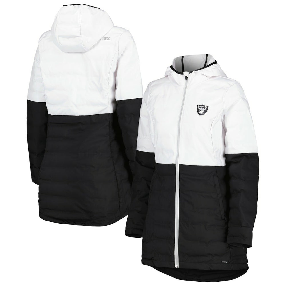 Las Vegas Raiders MSX by Michael Strahan Women's Willow Quilted Hoodie Full-Zip Jacket White/Black | NFL