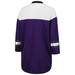 Baltimore Ravens G-III 4Her by Carl Banks Women's Double Team 3/4-Sleeve Lace-Up T-Shirt Purple/White | NFL