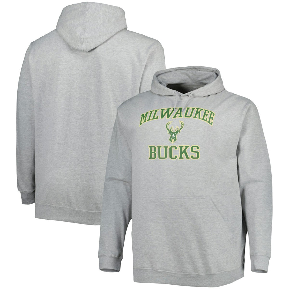 Milwaukee Bucks Big & Tall Heart & Soul Pullover Hoodie Heathered Gray - NBA