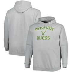 Milwaukee Bucks Big & Tall Heart & Soul Pullover Hoodie Heathered Gray - NBA