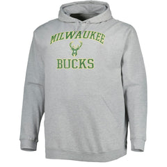 Milwaukee Bucks Big & Tall Heart & Soul Pullover Hoodie Heathered Gray - NBA