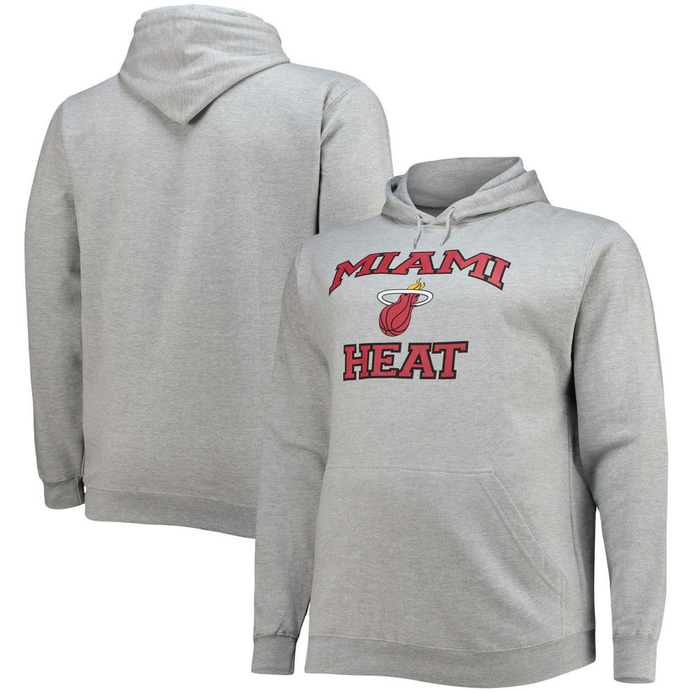 Miami Heat Big & Tall Heart & Soul Pullover Hoodie Heathered Gray - NBA