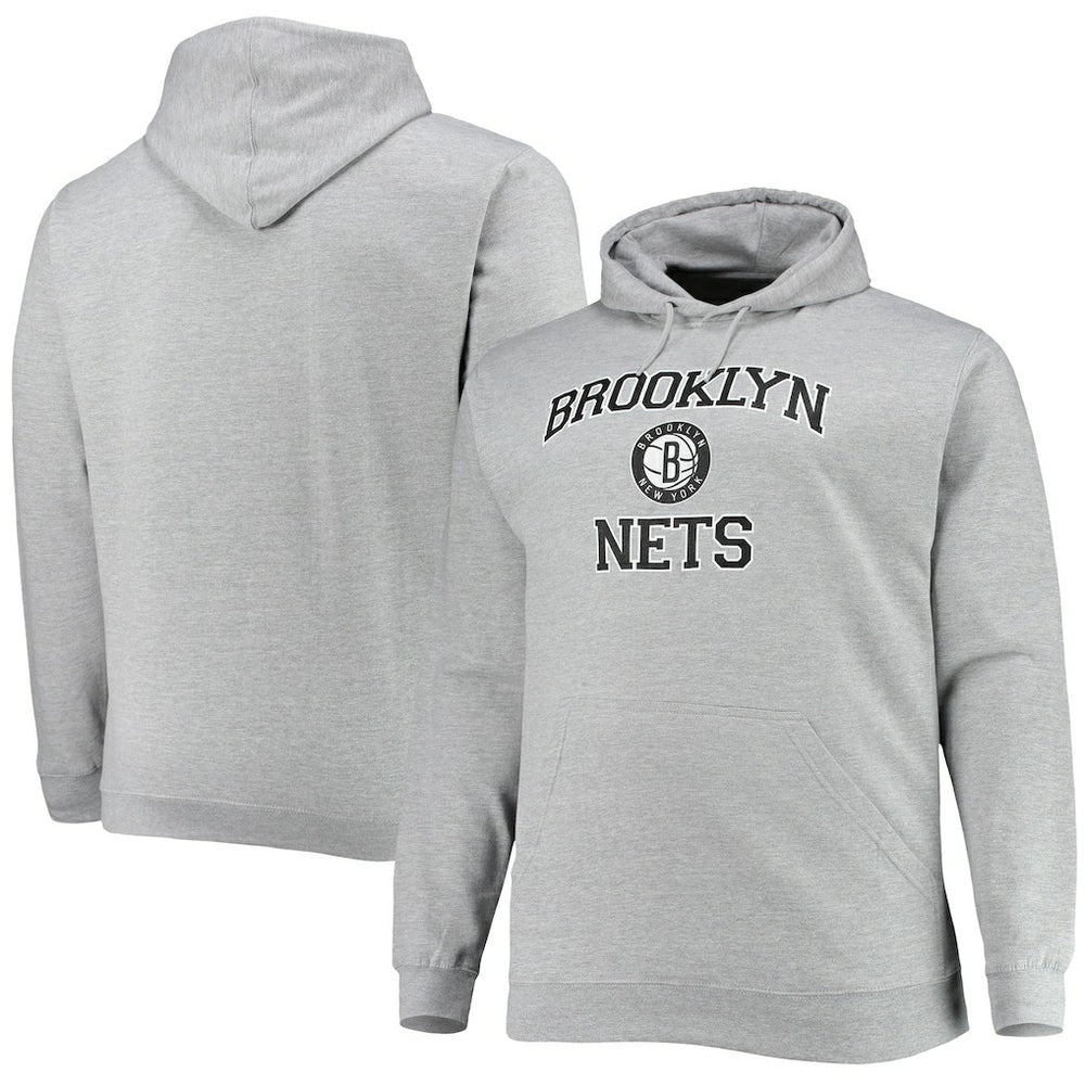 Brooklyn Nets Big & Tall Heart & Soul Pullover Hoodie Heathered Gray - NBA