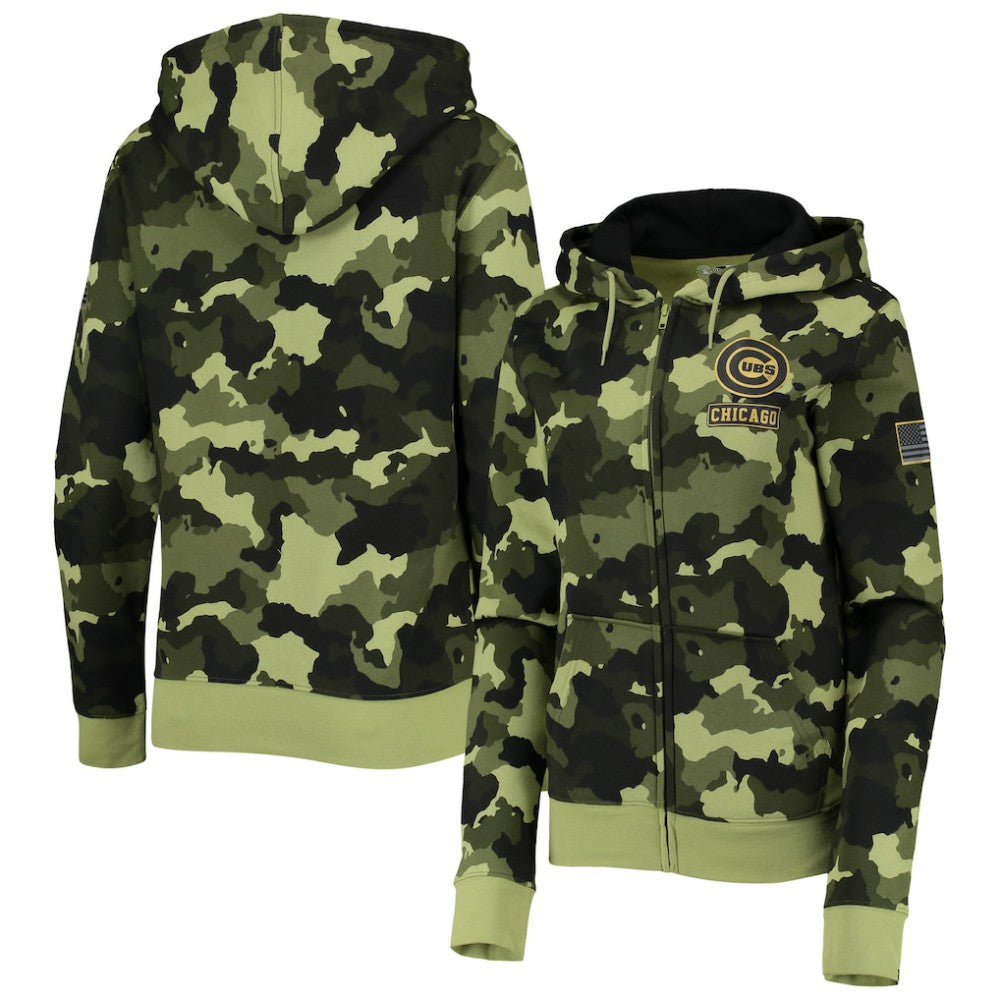 Chicago Cubs New Era Women's 2022 MLB Armed Forces Day Camo Full-Zip Hoodie - MLB