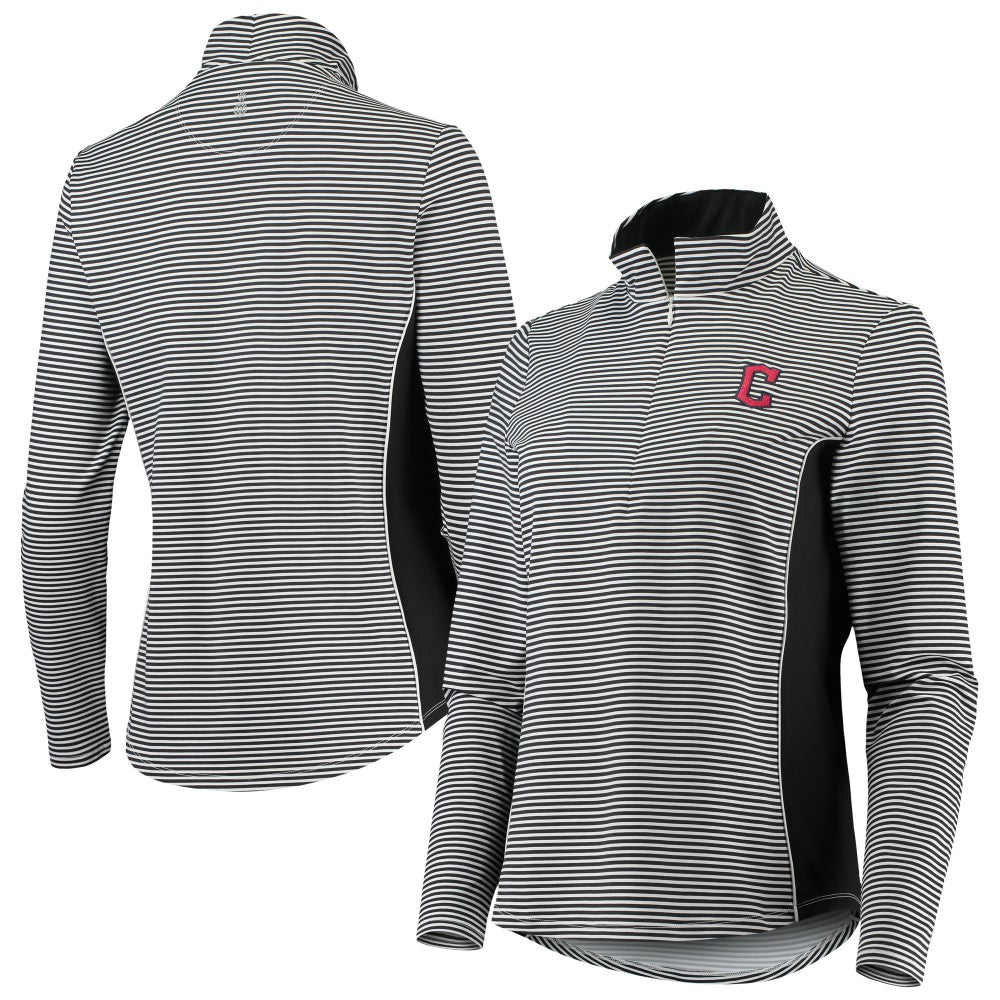 Cleveland Guardians Tommy Bahama Women's Aubrey Stripe Block IslandZone Half-Zip Jacket - MLB
