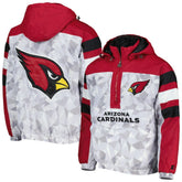 Arizona Cardinals Starter Thursday Night Gridiron Raglan Half-Zip Hooded Jacket White/Cardinal | NFL