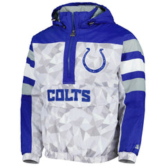 Indianapolis Colts Starter Thursday Night Gridiron Raglan Half-Zip Hooded Jacket White/Royal | NFL
