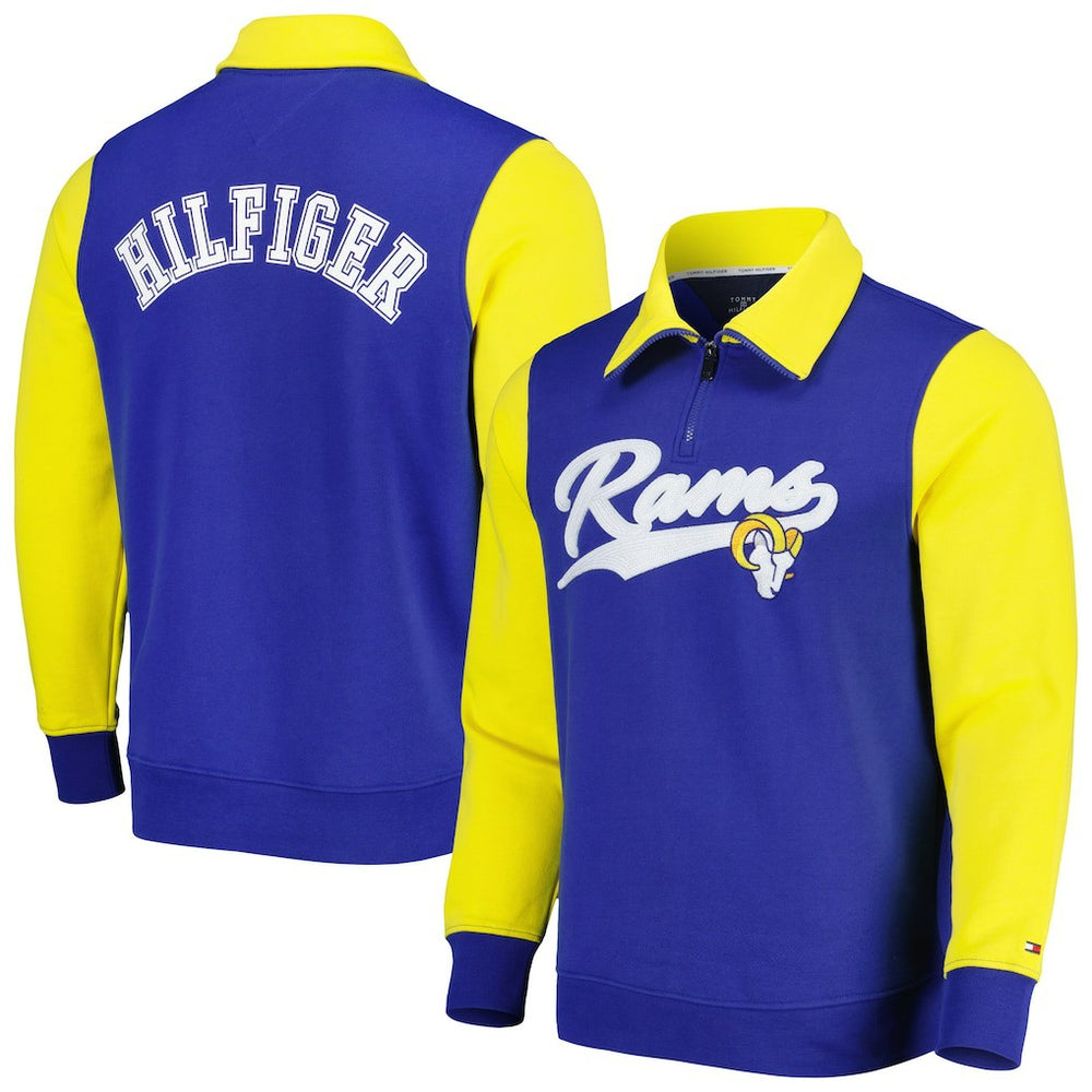 Los Angeles Rams Tommy Hilfiger Aiden Quarter-Zip Sweatshirt Royal/Gold | NFL