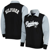 Las Vegas Raiders Tommy Hilfiger Aiden Quarter-Zip Sweatshirt Black/Silver | NFL