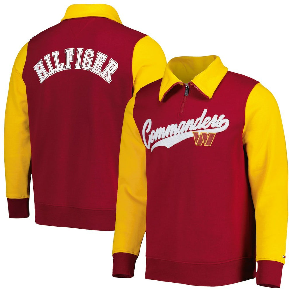 Washington Commanders Tommy Hilfiger Aiden Quarter-Zip Sweatshirt Burgundy/Gold | NFL