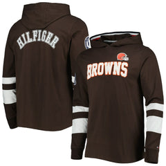 Cleveland Browns Tommy Hilfiger Alex Long Sleeve Hoodie T-Shirt Brown/White | NFL