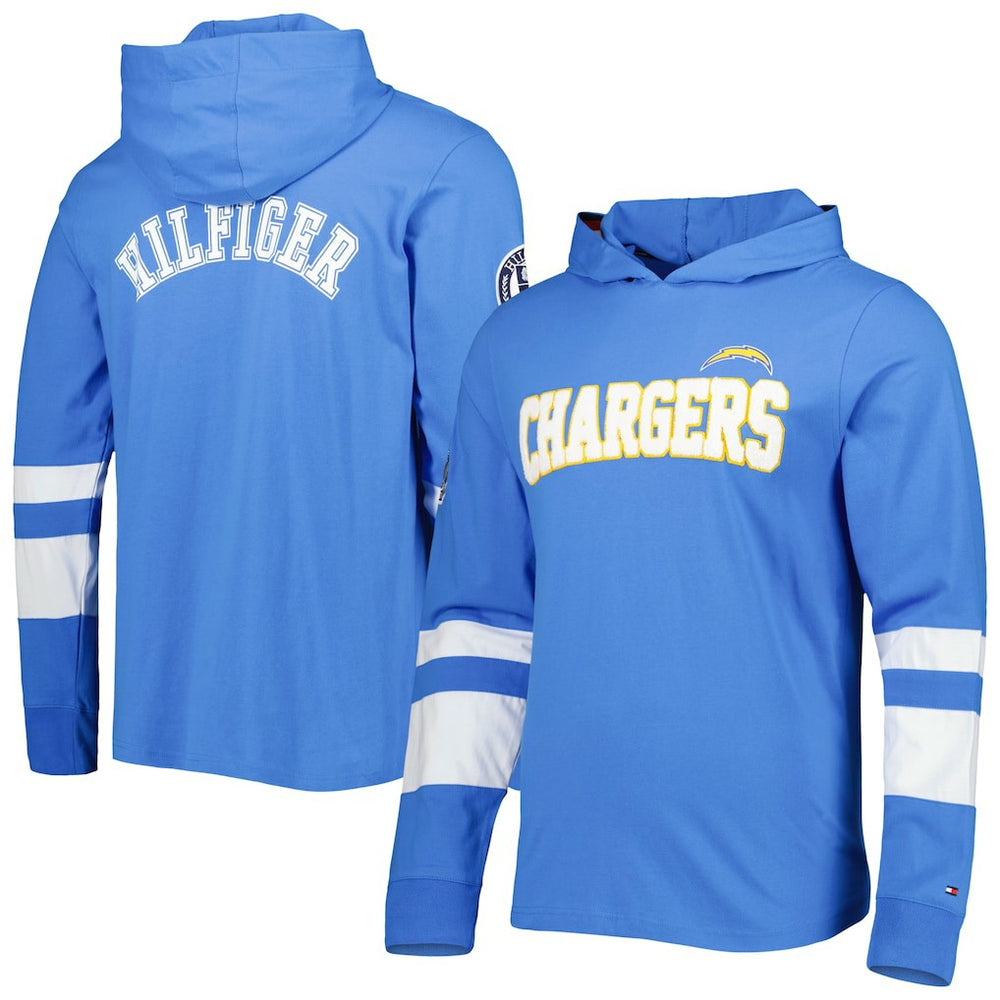 Los Angeles Chargers Tommy Hilfiger Alex Long Sleeve Hoodie T-Shirt Powder Blue/White | NFL