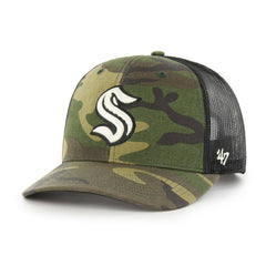 Seattle Kraken '47 Trucker Snapback Hat - Camo/Black - NHL