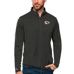 Kansas City Chiefs Antigua Tribute Quarter-Zip Lightweight Pullover Top Charcoal | NFL
