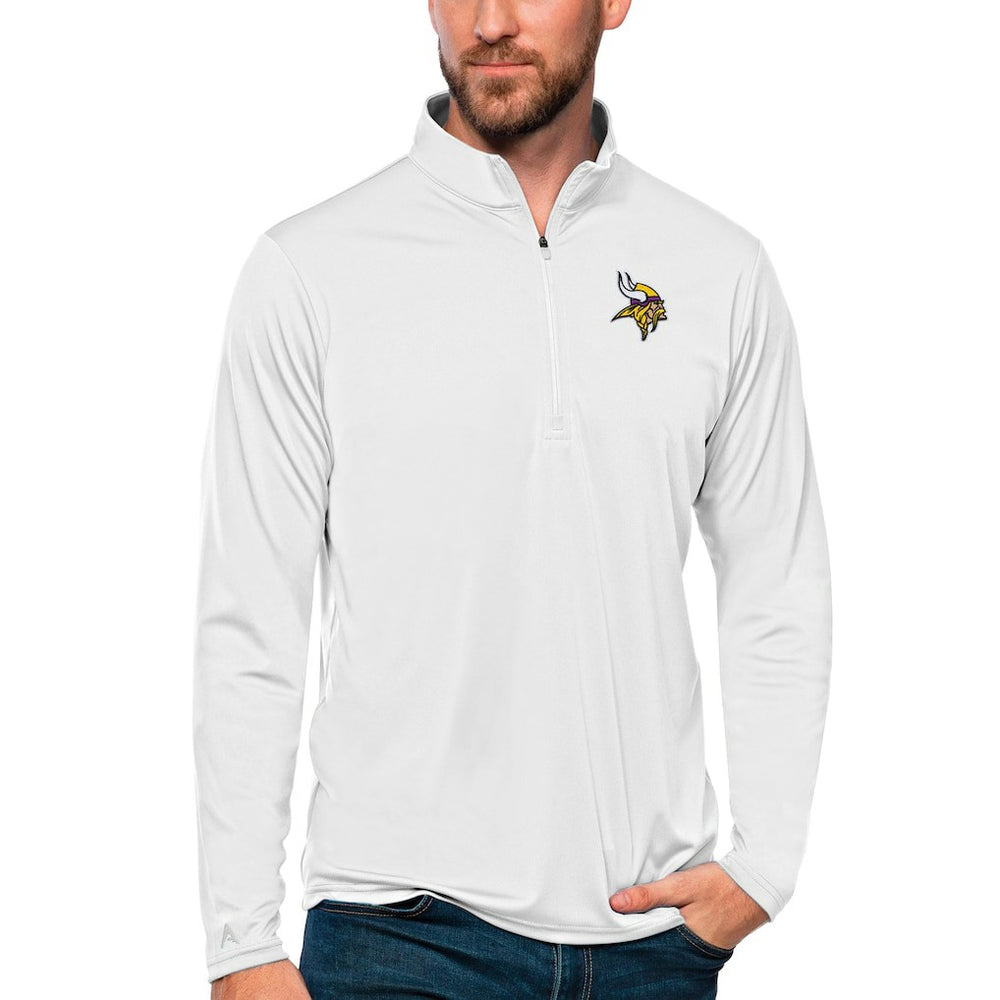 Minnesota Vikings Antigua Tribute Quarter-Zip Lightweight Pullover Top White | NFL