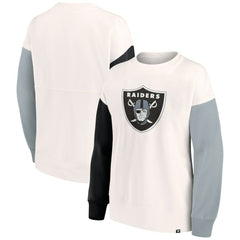 Las Vegas Raiders Women's Colorblock Primary Logo Pullover Sweatshirt White | Fanatics