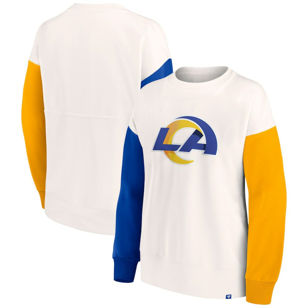 Los Angeles Rams Women's Colorblock Primary Logo Pullover Sweatshirt White | Fanatics