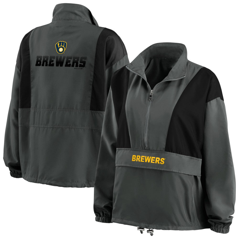 Milwaukee Brewers WEAR by Erin Andrews Women's Packable Half-Zip Jacket - MLB