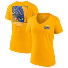 Golden State Warriors Women's 2022 Western Conference Champions Balanced Attack Roster V-Neck T-Shirt Gold - NBA