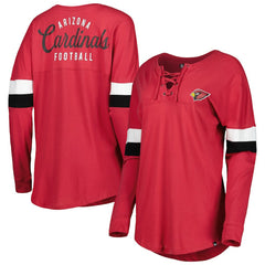 Arizona Cardinals New Era Women's Athletic Varsity Lace-Up Lightweight Long Sleeve T-Shirt Cardinal | NFL