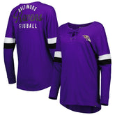 Baltimore Ravens New Era Women's Athletic Varsity Lace-Up Lightweight Long Sleeve T-Shirt Purple | NFL