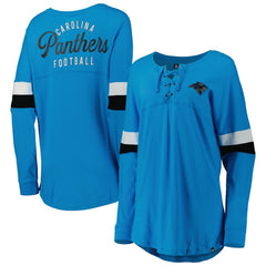 Carolina Panthers New Era Women's Athletic Varsity Lace-Up Lightweight Long Sleeve T-Shirt Blue | NFL