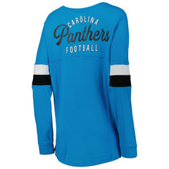 Carolina Panthers New Era Women's Athletic Varsity Lace-Up Lightweight Long Sleeve T-Shirt Blue | NFL