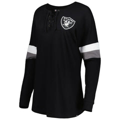 Las Vegas Raiders New Era Women's Athletic Varsity Lace-Up Lightweight Long Sleeve T-Shirt Black | NFL