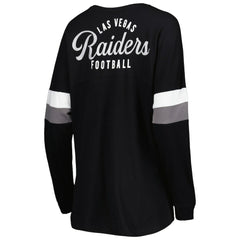Las Vegas Raiders New Era Women's Athletic Varsity Lace-Up Lightweight Long Sleeve T-Shirt Black | NFL