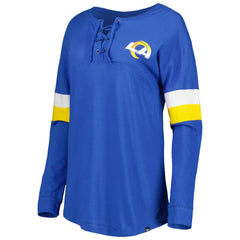 Los Angeles Rams New Era Women's Athletic Varsity Lace-Up Lightweight Long Sleeve T-Shirt Royal | NFL