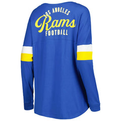 Los Angeles Rams New Era Women's Athletic Varsity Lace-Up Lightweight Long Sleeve T-Shirt Royal | NFL
