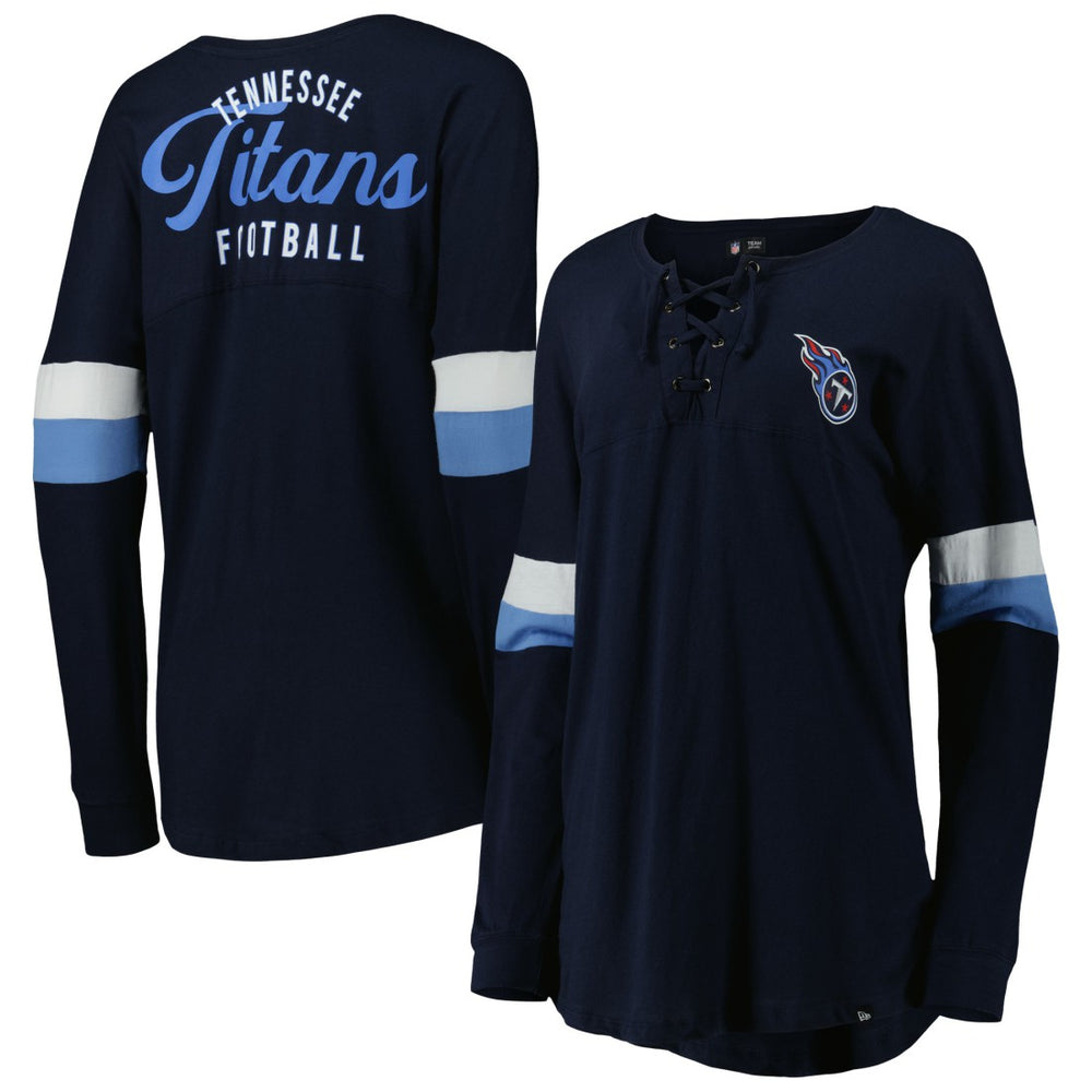 Tennessee Titans New Era Women's Athletic Varsity Lace-Up Lightweight Long Sleeve T-Shirt Navy | NFL