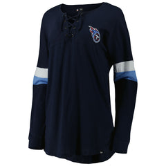 Tennessee Titans New Era Women's Athletic Varsity Lace-Up Lightweight Long Sleeve T-Shirt Navy | NFL