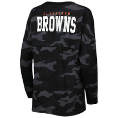 Cleveland Browns New Era Women's Camo Long Sleeve T-Shirt Black | NFL