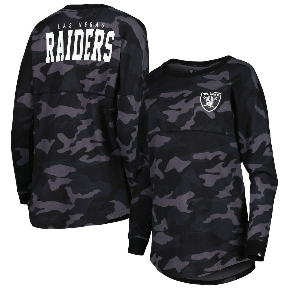 Las Vegas Raiders New Era Women's Camo Long Sleeve T-Shirt Black | NFL