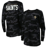 New Orleans Saints New Era Women's Camo Long Sleeve T-Shirt Black | NFL