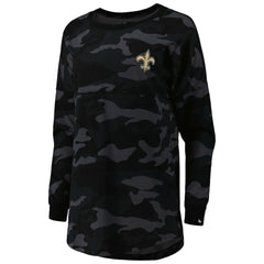New Orleans Saints New Era Women's Camo Long Sleeve T-Shirt Black | NFL