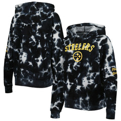 Pittsburgh Steelers New Era Women's Cloud Dye Fleece Pullover Hoodie Black | NFL