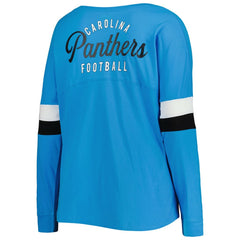 Carolina Panthers New Era Women's Plus Size Athletic Varsity Lace-Up V-Neck Long Sleeve T-Shirt Blue | NFL