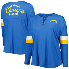 Los Angeles Chargers New Era Women's Plus Size Athletic Varsity Lace-Up V-Neck Long Sleeve T-Shirt Powder Blue | NFL
