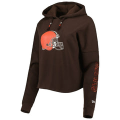 Cleveland Browns New Era Women's Foil Sleeve Pullover Hoodie Brown | NFL