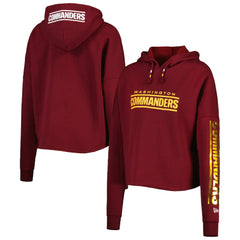 Washington Commanders New Era Women's Foil Sleeve Pullover Hoodie Burgundy | NFL