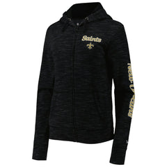 New Orleans Saints New Era Women's Reverse Space-Dye Full-Zip Hoodie Black | NFL
