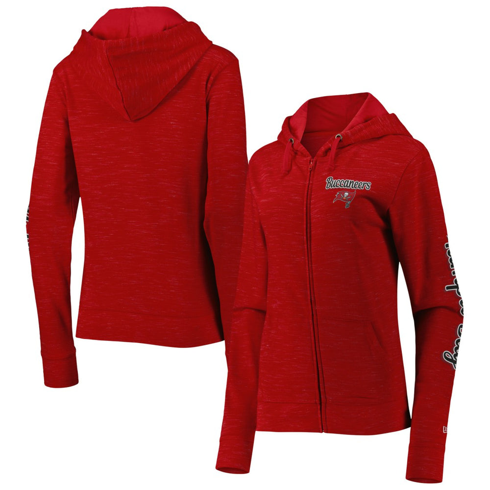 Tampa Bay Buccaneers New Era Women's Reverse Space-Dye Full-Zip Hoodie Red | NFL